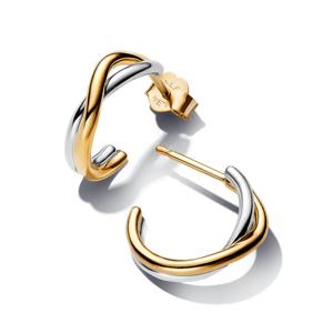 PANDORA ESSENCE pozlátené prekrížené polkruhové náušnice 263880C00